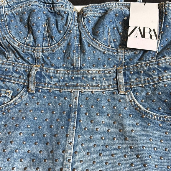 Zara denim bodice studded midi dress USA small - Picture 7 of 12